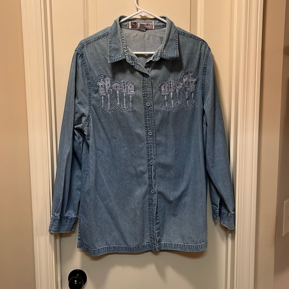 Passion-I Blue denim shirt Size large - Picture 2 of 8